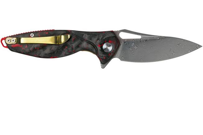 Imagen para Rike Knife Hummingbird Plus Damasteel Carbon fibre Red navaja