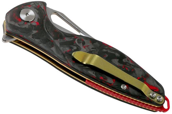 Imagen para Rike Knife Hummingbird Plus Damasteel Carbon fibre Red navaja