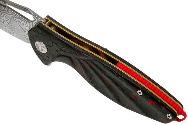 Imagen para Rike Knife Hummingbird Plus Damasteel Carbon fibre Red navaja