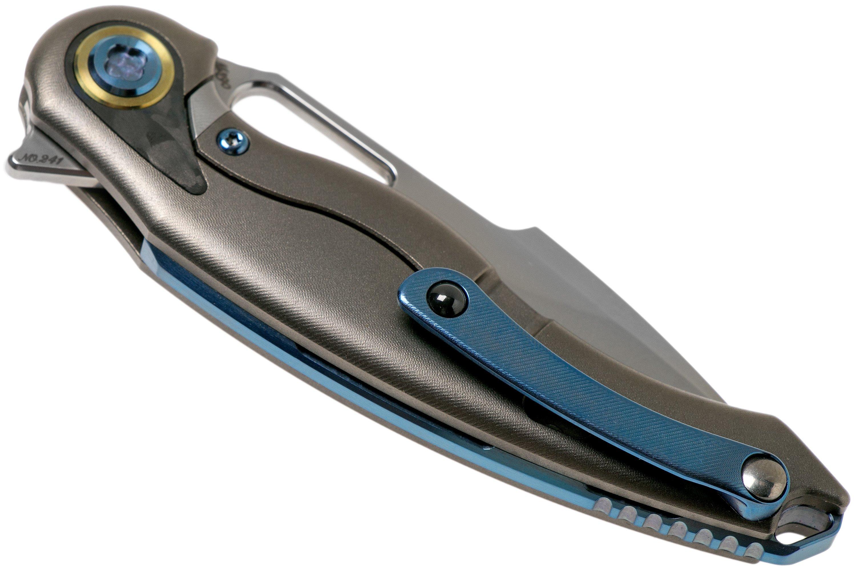 Rike Knife Unicorn Blue Carbon Fibre pocket knife Advantageously