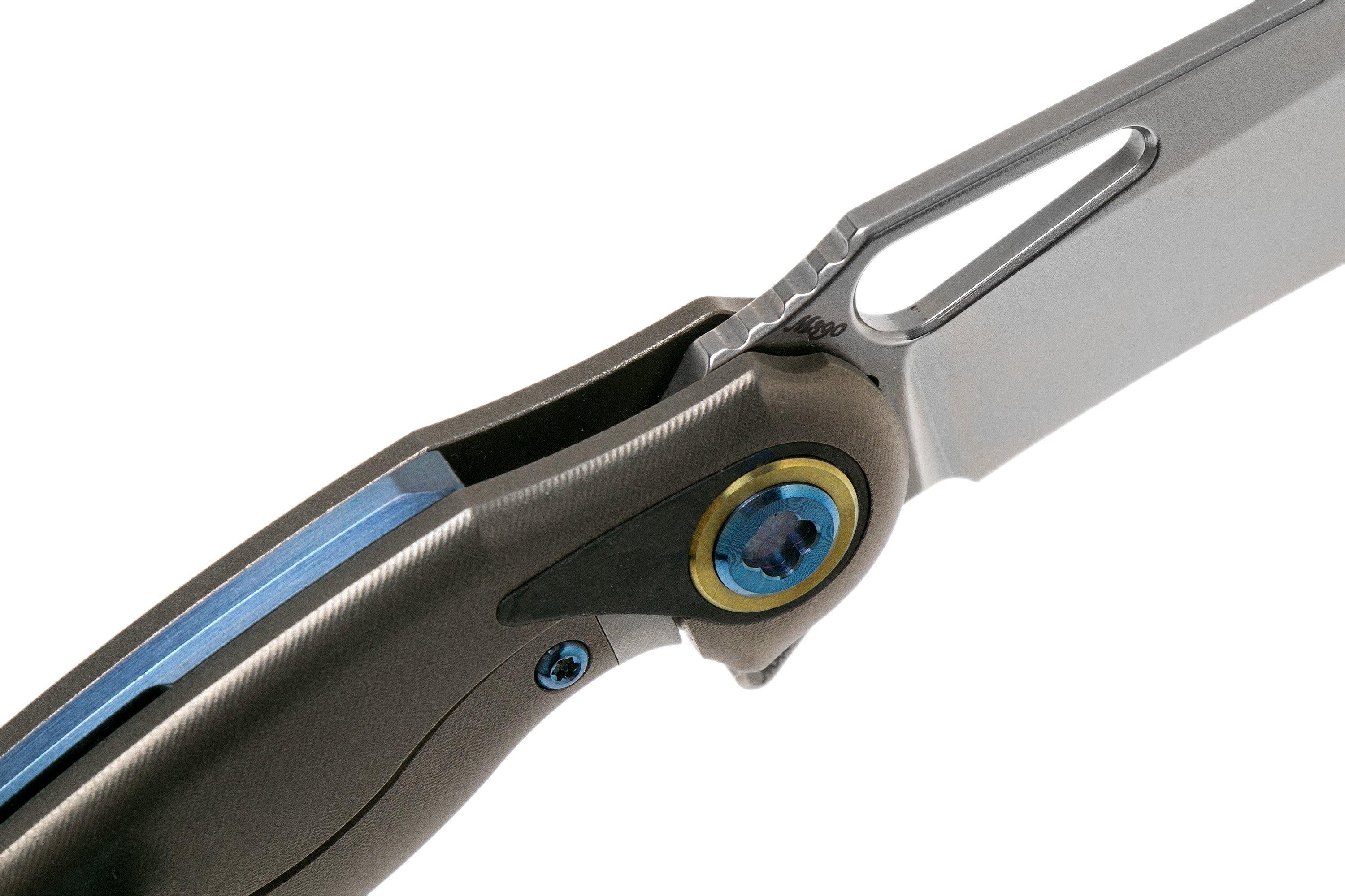 Rike Knife Unicorn Blue Carbon Fibre pocket knife Advantageously