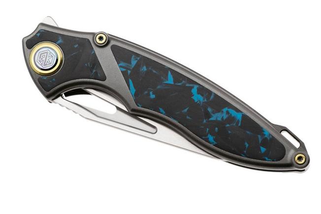 Afbeelding voor Rike Knife 1902 RK1902S Böhler M390, Titanium Blue Carbon Fiber, zakmes