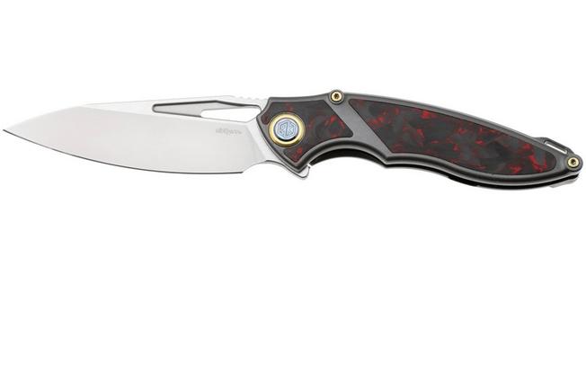 Afbeelding voor Rike Knife 1902 RK1902S Böhler M390, Titanium Red Carbon Fiber, zakmes