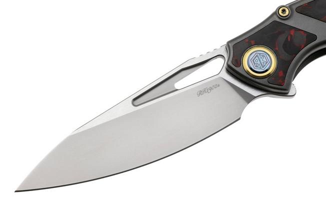 Afbeelding voor Rike Knife 1902 RK1902S Böhler M390, Titanium Red Carbon Fiber, zakmes