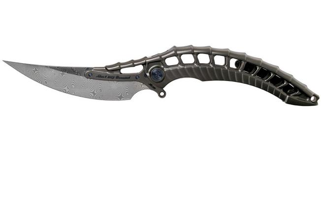 Rike Knife Alien4 Damasteel Dark Grey pocket knife