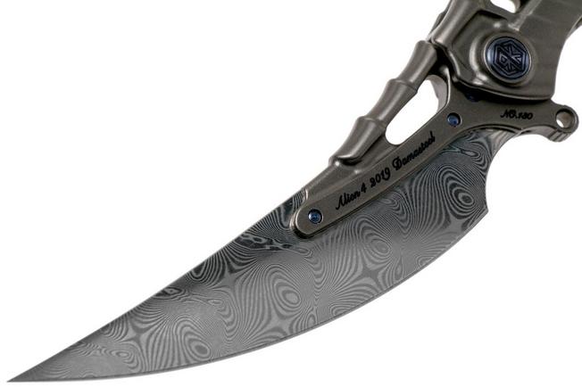 Rike Knife Alien4 Damasteel Dark Grey pocket knife