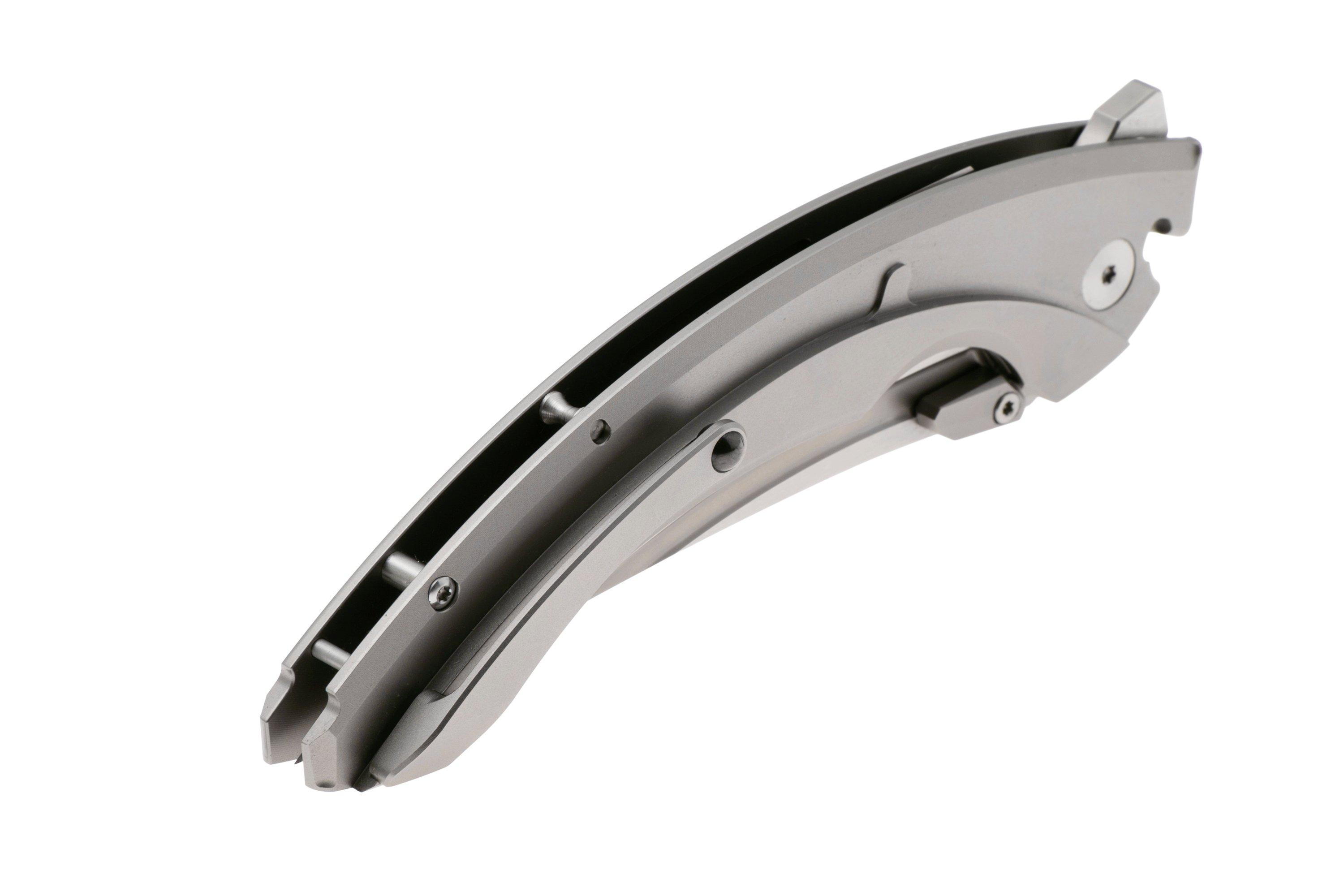 Rike Knife Lamella Bead Blasted Böhler M390, Black DLC Titanium Handle ...