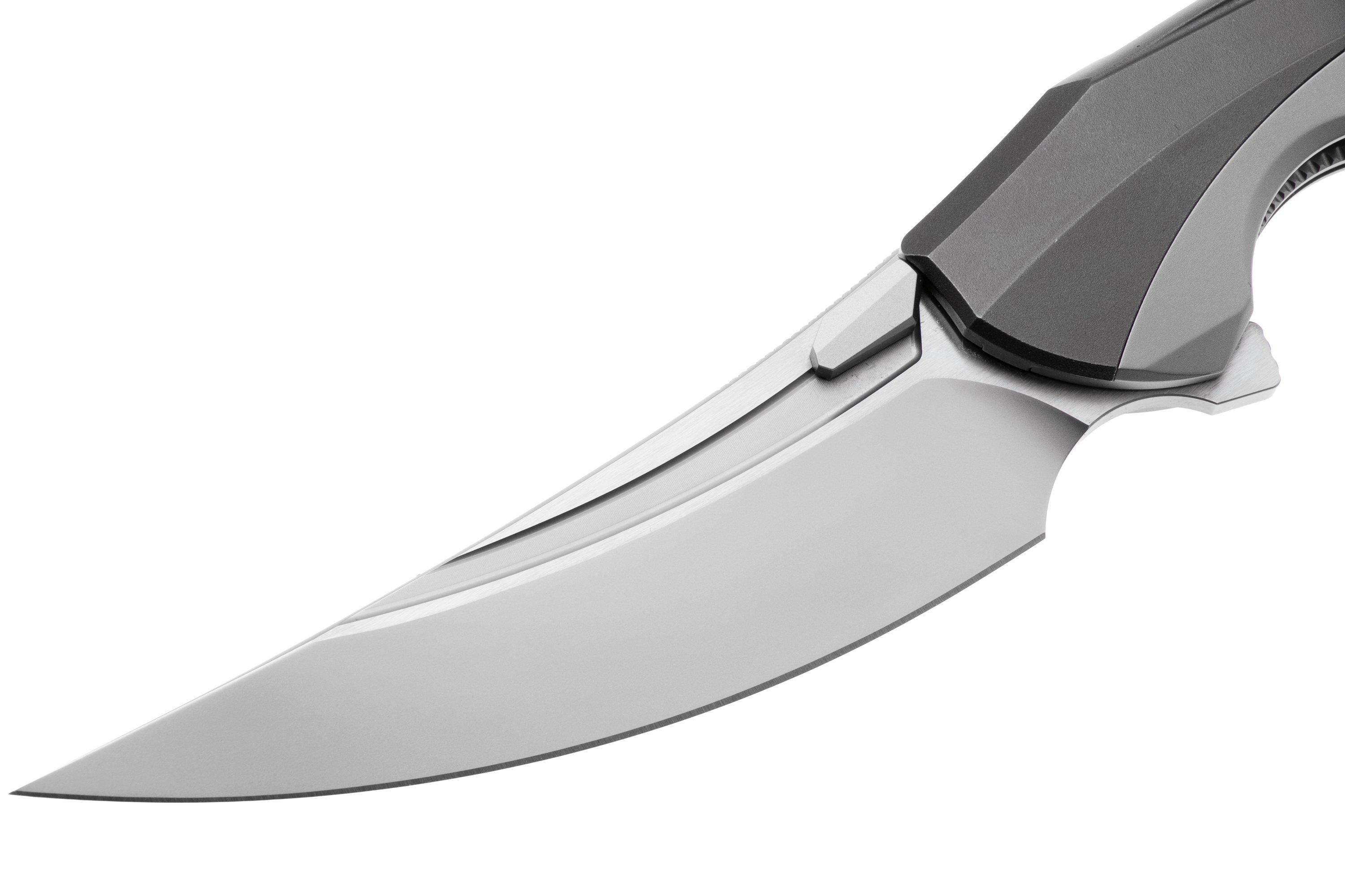 Rike Knife Lamella Bead Blasted Böhler M390, Dark Grey Titanium Handle ...