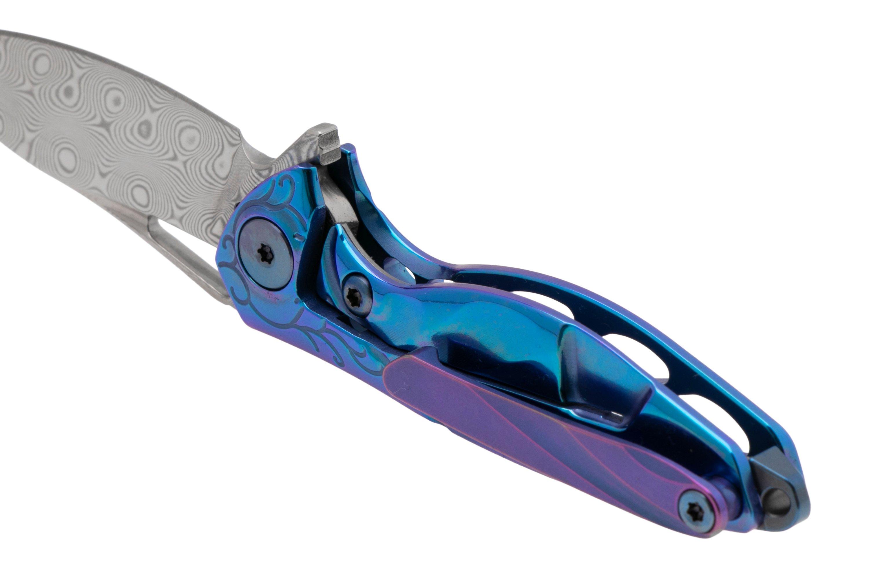 Rike Mini Hummingbird zakmes damascus, blauw | Voordelig kopen bij