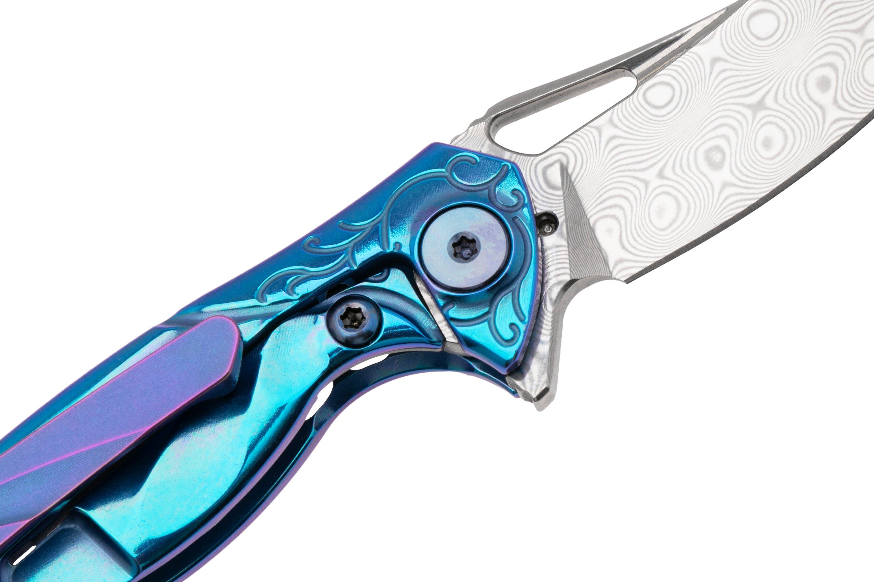 Rike Mini Hummingbird zakmes damascus, blauw | Voordelig kopen bij