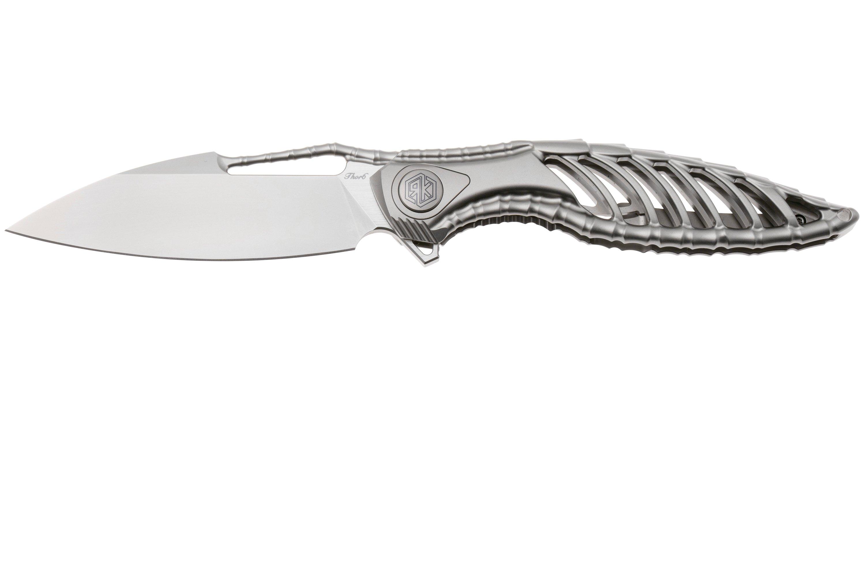 Rike Knife Thor6-M-P Bead Blasted Böhler M390, Titanium, pocket knife ...