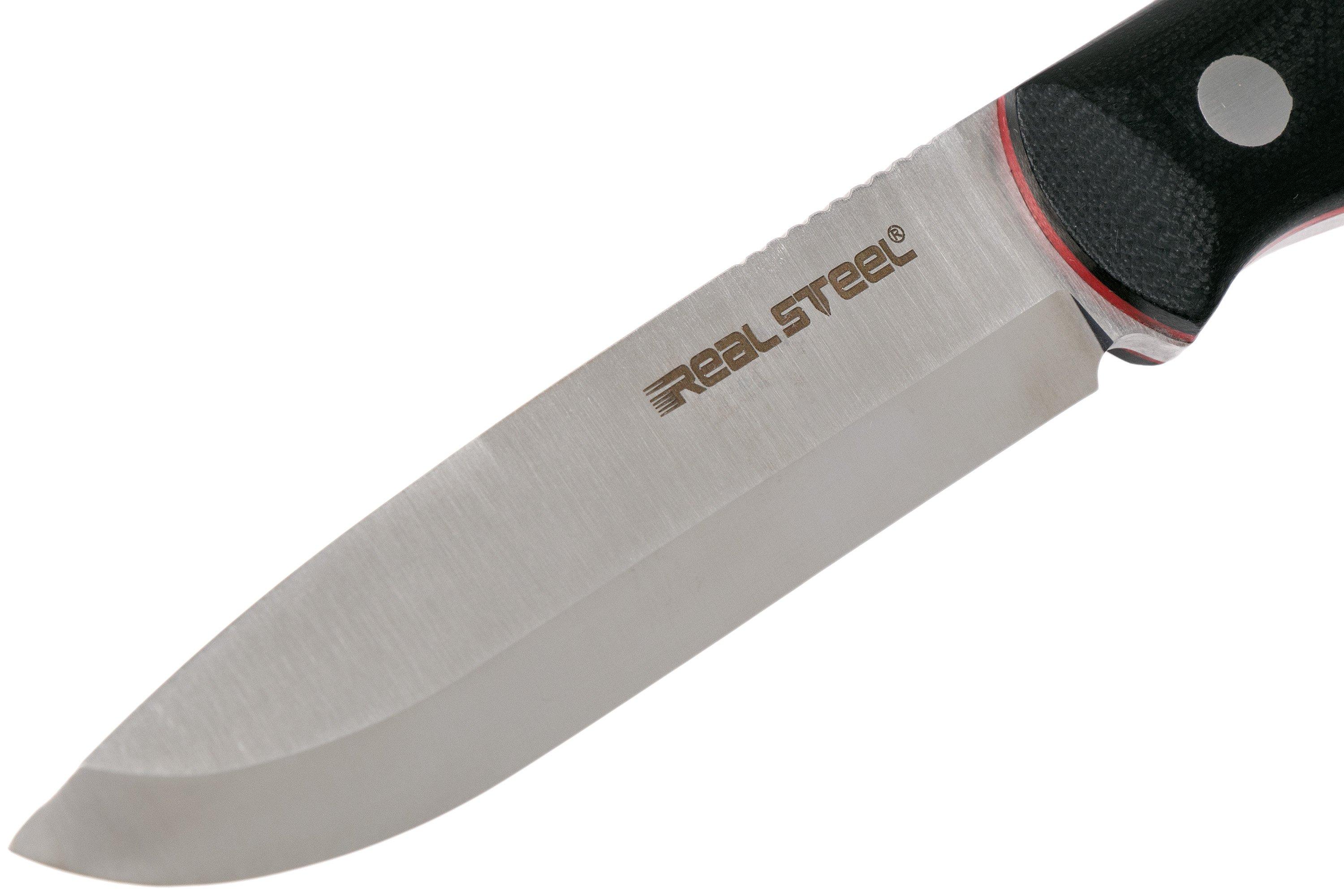 Real Steel Bushcraft III Messer – 21,9 Cm, Schwarz, Feststehende Klinge, G10-Griff
