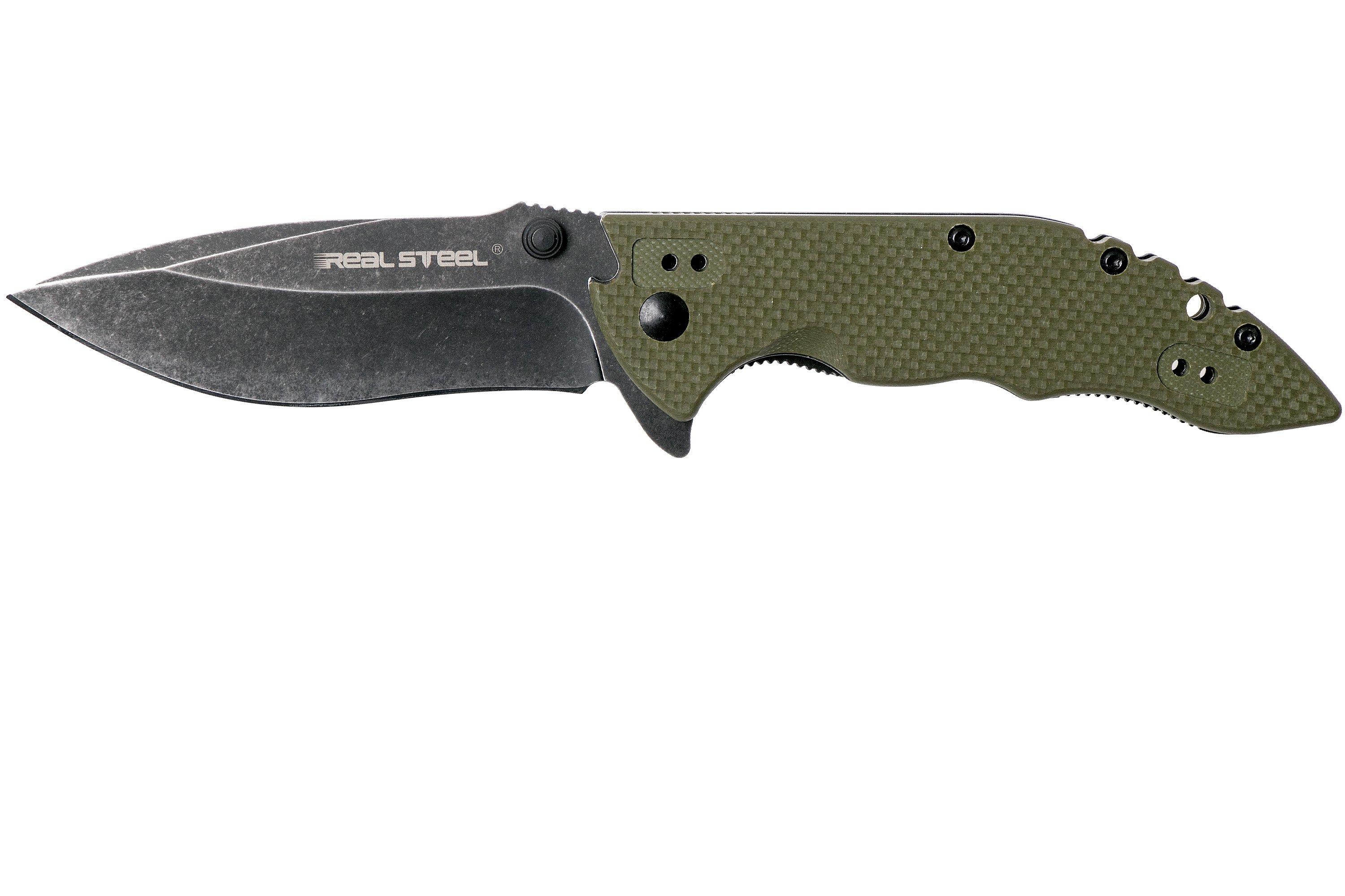 Real Steel E77 Green and Blackwash 5113 pocket knife, Liang Gang design ...