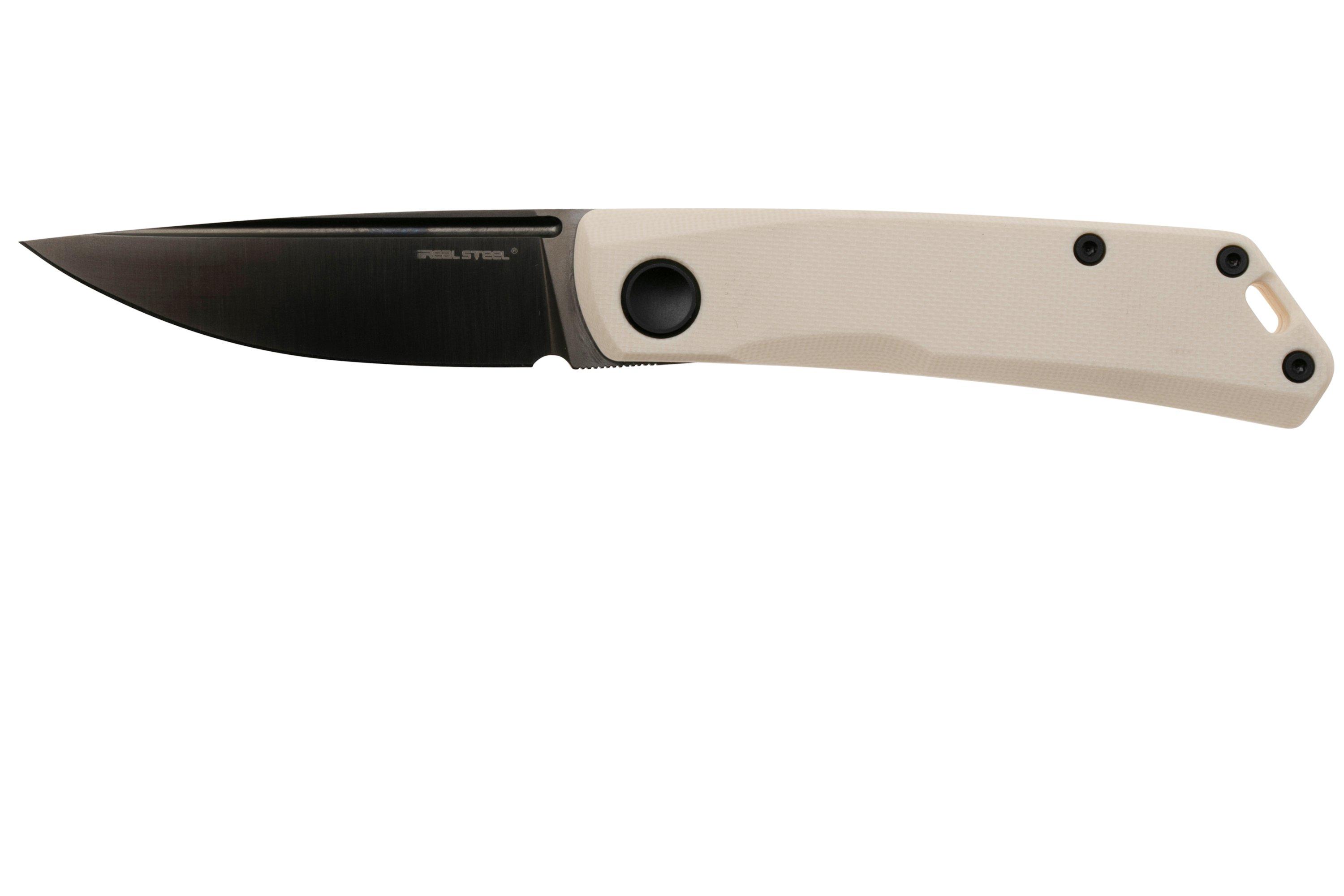 Real Steel Luna Lux 7001Z2, Black DLC K110, Ivory G10 couteau de
