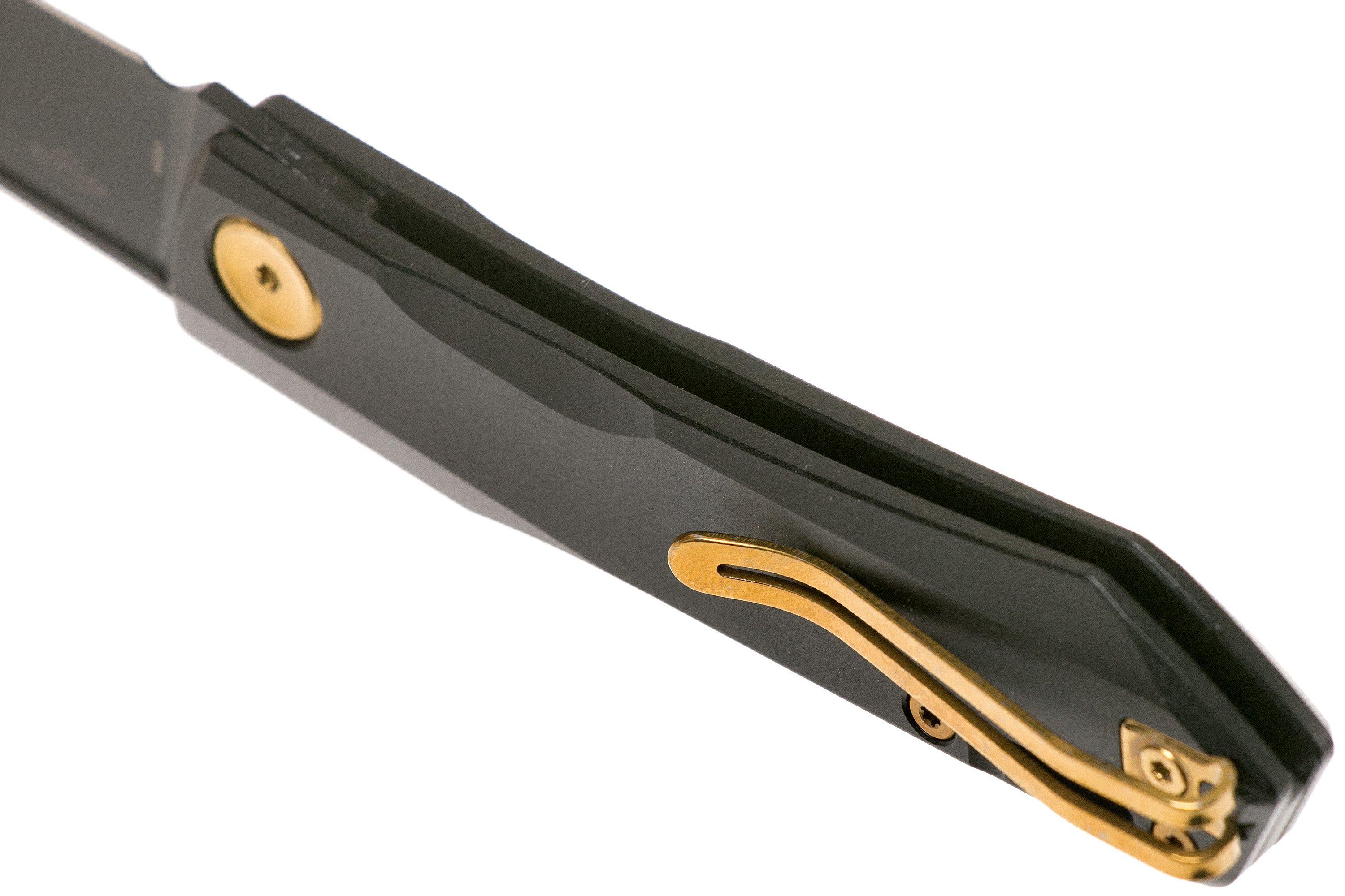 Real Steel Solis 7063G Black Titanium, Gold, slipjoint pocket knife