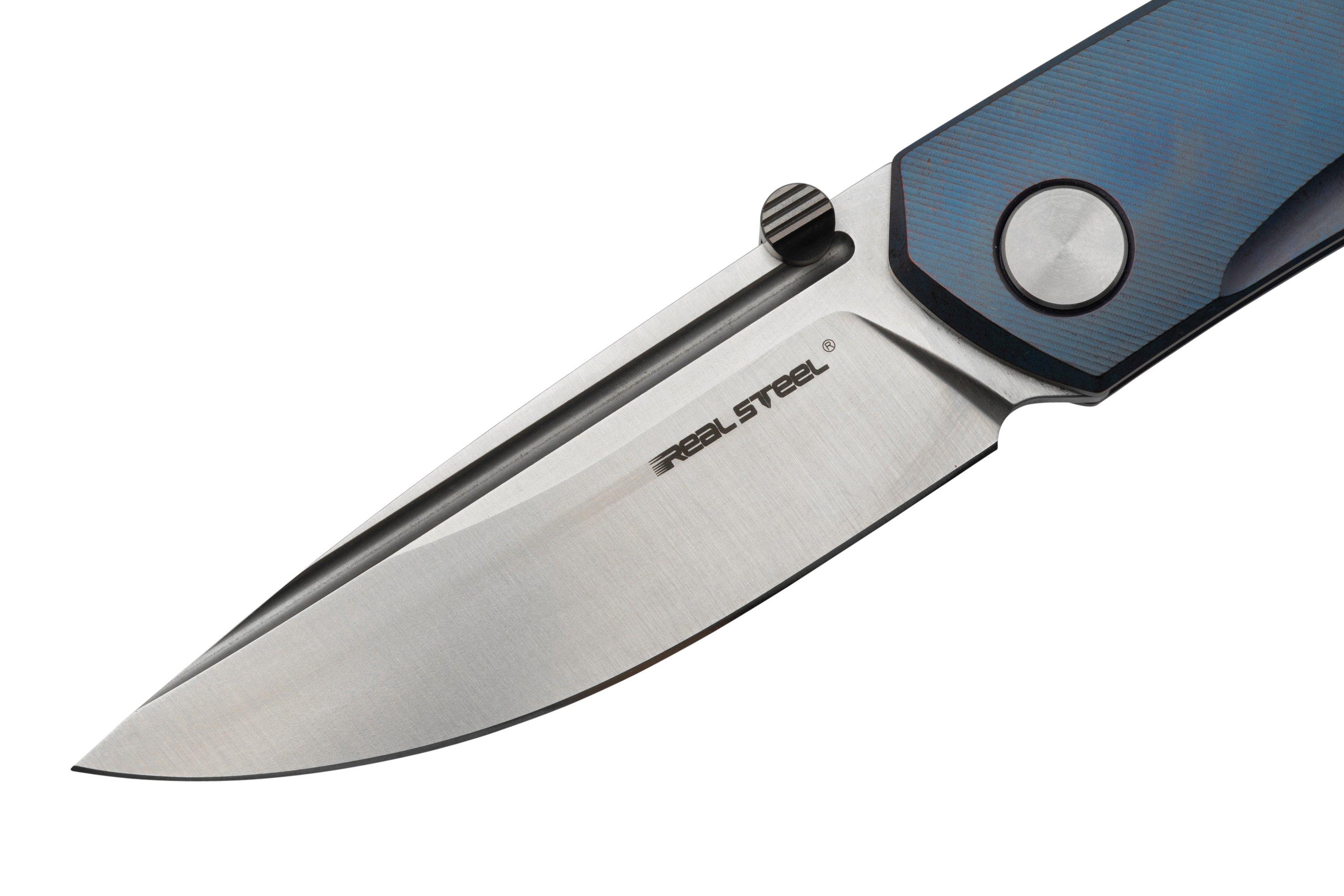 Real Steel Luna Maius, Titanium Slate Blue 7093, navaja Compras con