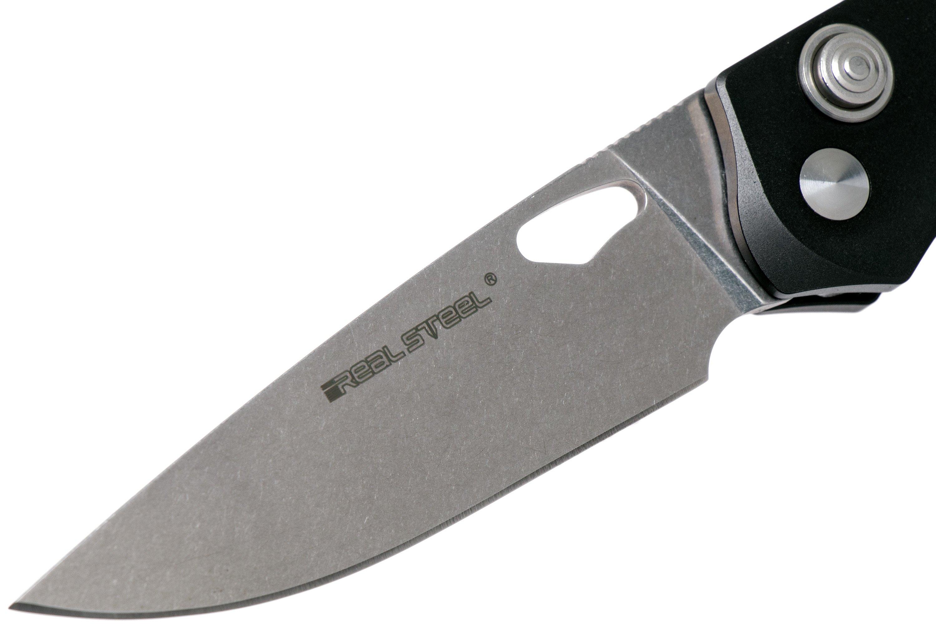 Real Steel Knives Griffin Plunge Lock Folding Knife (3.5 Satin) - Blade HQ