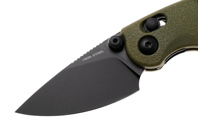Afbeelding voor Real Steel Esca 7181BG Black PVD 12C27, Green GFN, zakmes, Jakub Wieczorkiewicz design