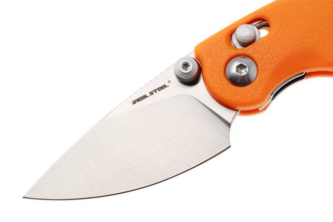 Afbeelding voor Real Steel Esca 7181SO Satin 12C27, Orange GFN, zakmes, Jakub Wieczorkiewicz design