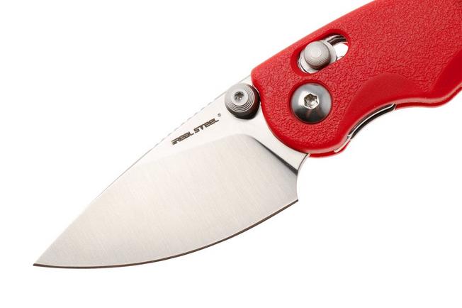 Afbeelding voor Real Steel Esca 7181SR Satin 12C27, Red GFN, zakmes, Jakub Wieczorkiewicz design
