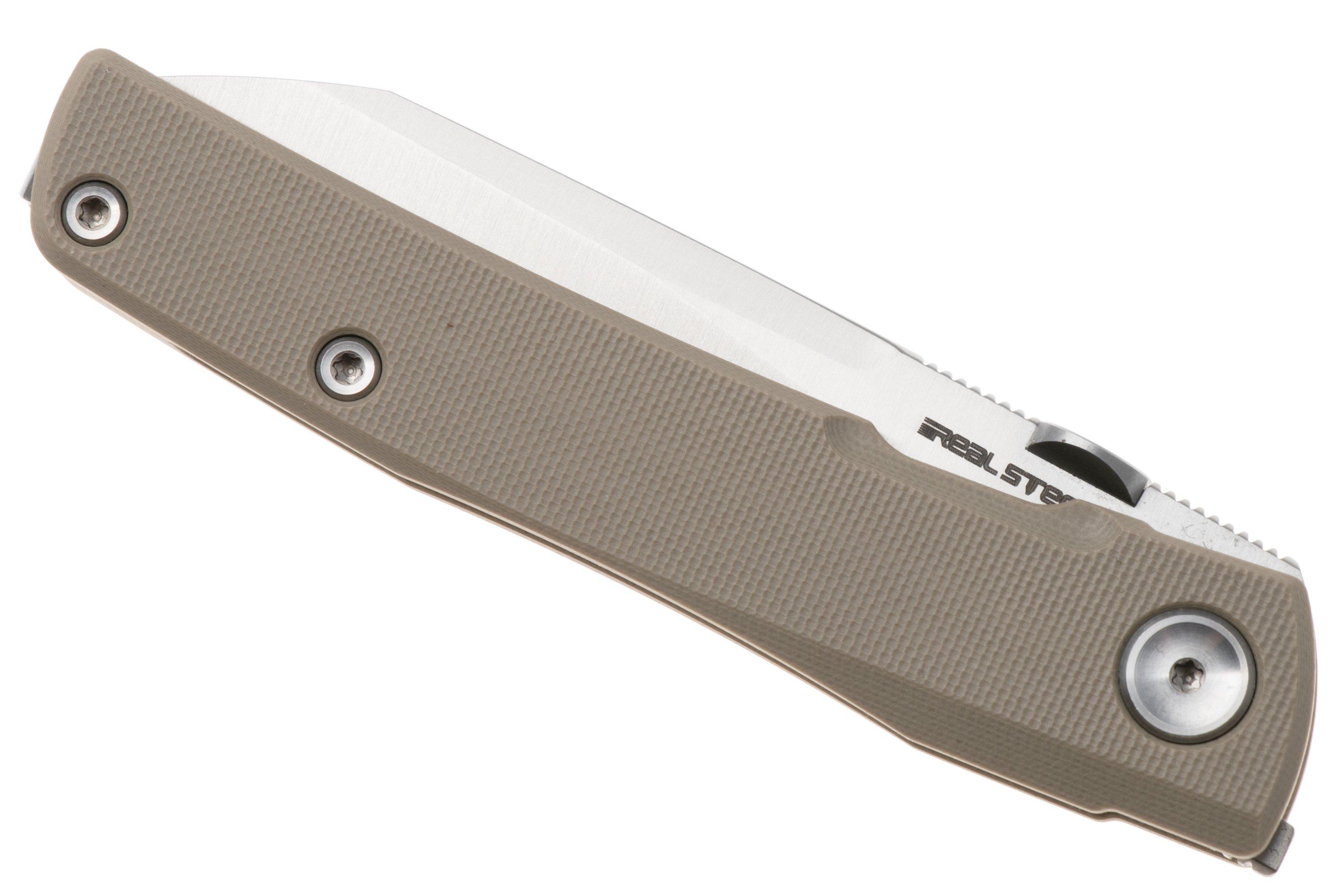 Poltergeist そう　ピンチェキ Real Steel Destra 7221C, Satin Nitro-V, Coyote G10 pocket knife
