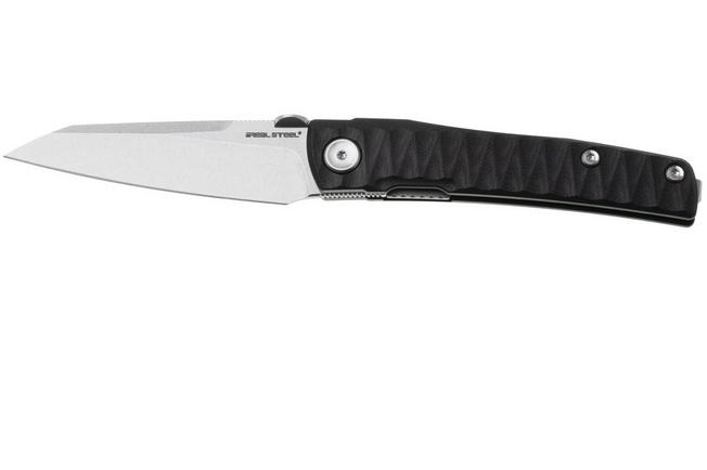 Bild für Real Steel Destra 7222B, Stonewashed Nitro-V, Grooved Black G10 Taschenmesser, Poltergeist Design