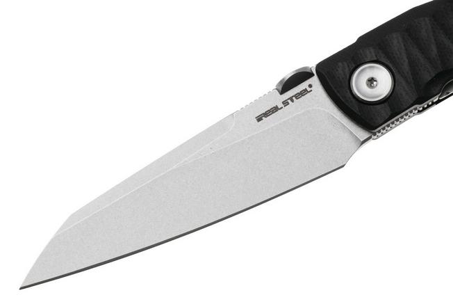 Bild für Real Steel Destra 7222B, Stonewashed Nitro-V, Grooved Black G10 Taschenmesser, Poltergeist Design