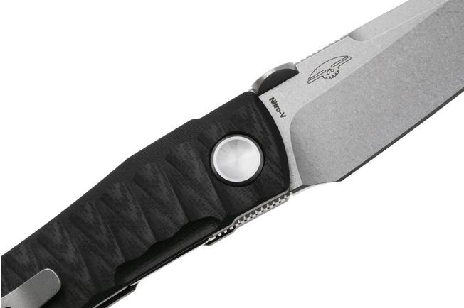 Bild für Real Steel Destra 7222B, Stonewashed Nitro-V, Grooved Black G10 Taschenmesser, Poltergeist Design