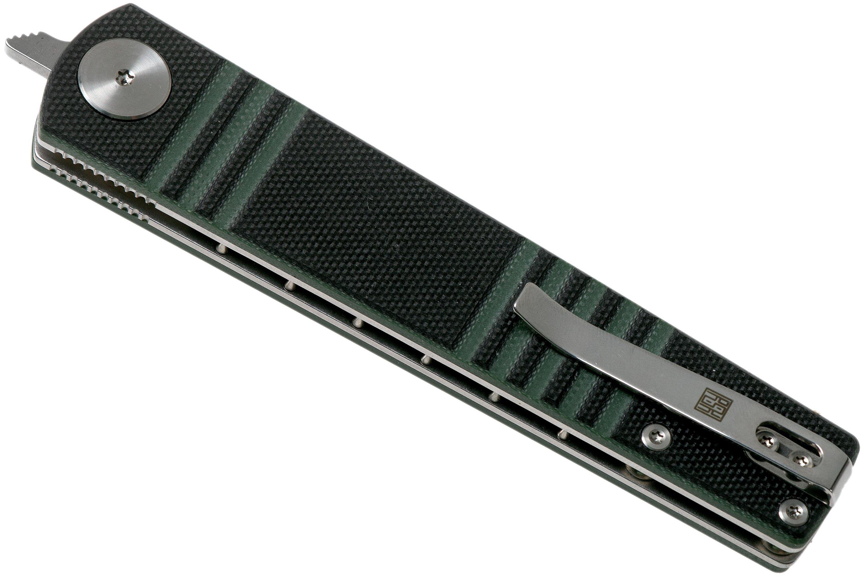 Real Steel Ippon 7240 Dark Green G10 zakmes, Chad Los Banos design