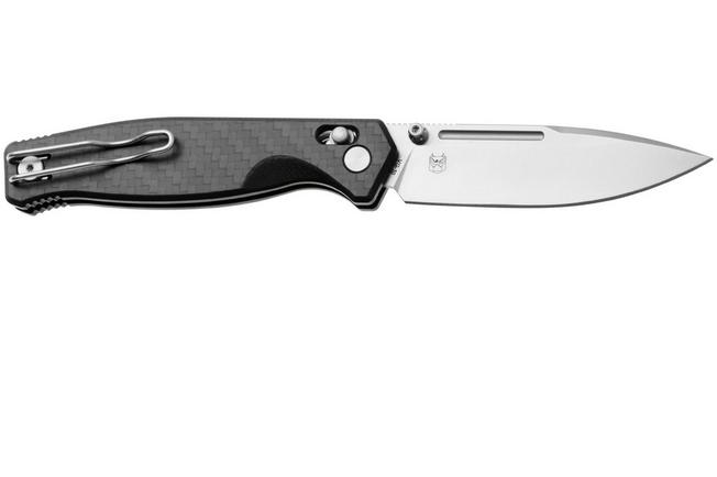 Afbeelding voor Real Steel Huginn Compact 7653CL Satin VG-10, Black G10, Carbon Fiber, zakmes, Ivan Braginets design