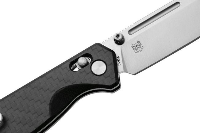Afbeelding voor Real Steel Huginn Compact 7653CL Satin VG-10, Black G10, Carbon Fiber, zakmes, Ivan Braginets design