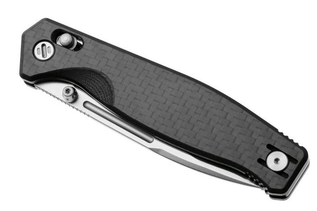 Afbeelding voor Real Steel Huginn Compact 7653CL Satin VG-10, Black G10, Carbon Fiber, zakmes, Ivan Braginets design