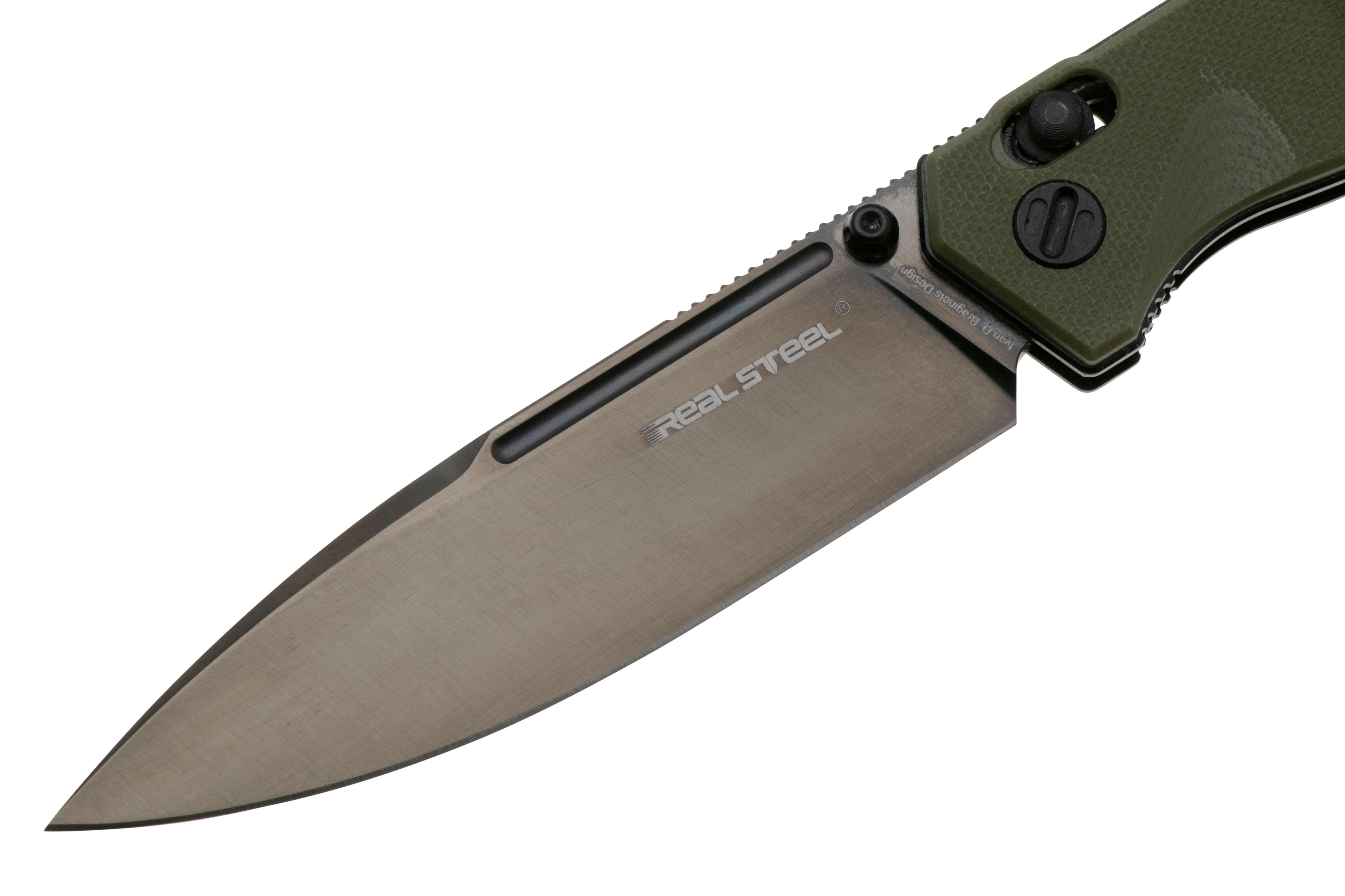 Real Steel Huginn Ultra 7654BG, Black S35VN, OD Green G10 pocket knife ...