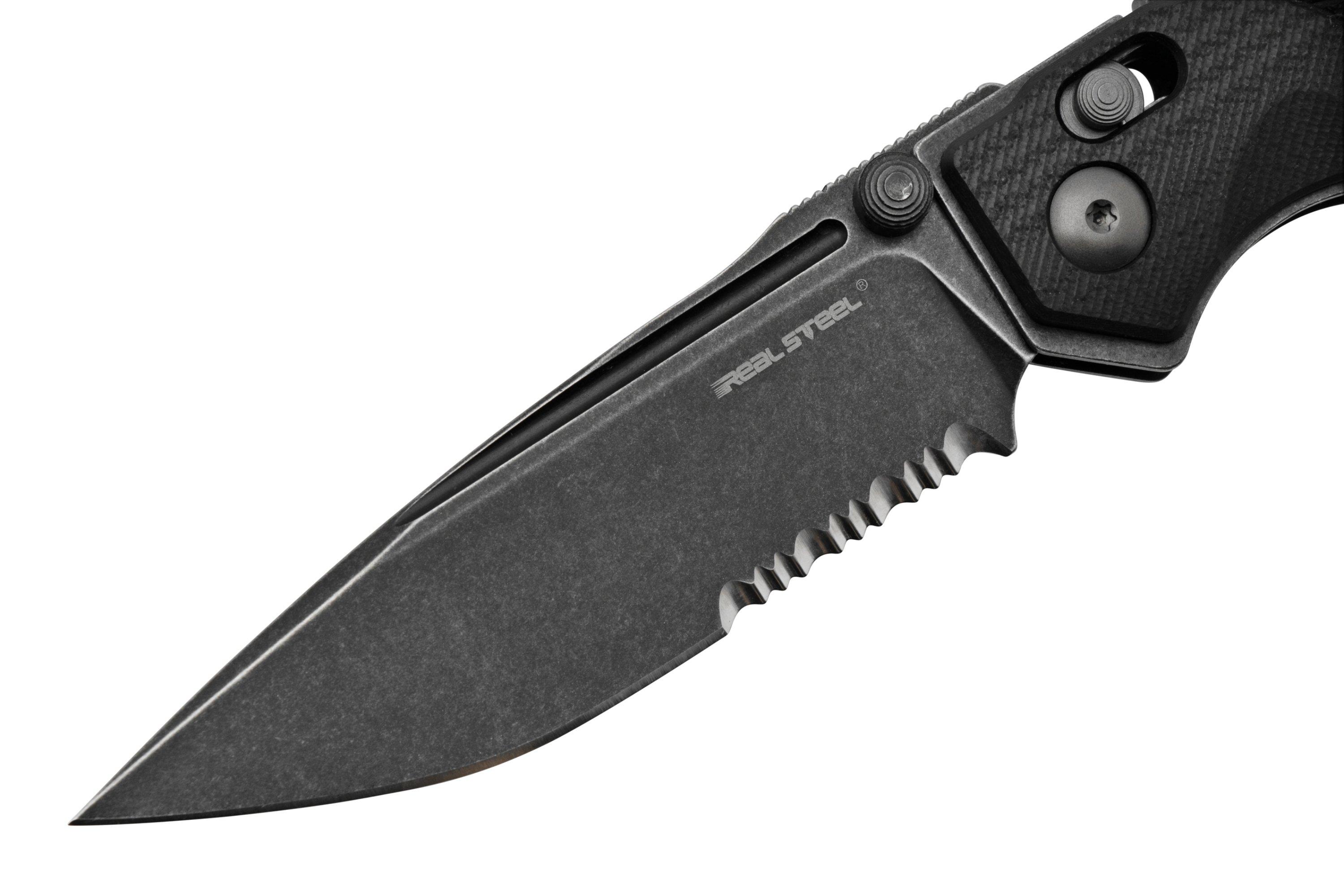 Real Steel Sacra TAC 7713B, K110 Serrated Black G10, zakmes Voordelig