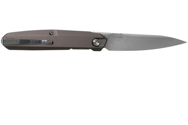 Real Steel G5 Metamorph Frontflipper Mk. II 7837 Soft Grey pocket knife,  Ostap Hel design