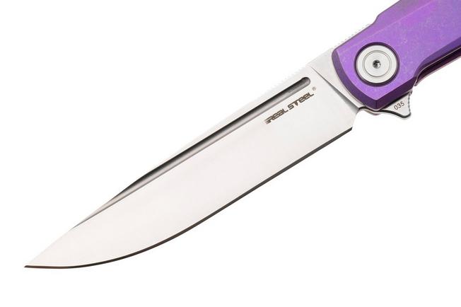 Afbeelding voor Real Steel G-Frame 7874TS04 Satin N690, Violet Purple Titanium zakmes, Ostap Hel design