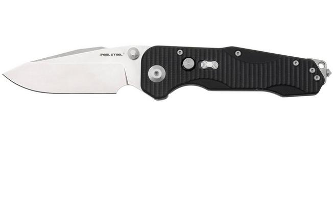 Afbeelding voor Real Steel Evolution Ironclad 7911SB, Stonewashed D2 Droppoint, Black G10, zakmes, Carson Huang design