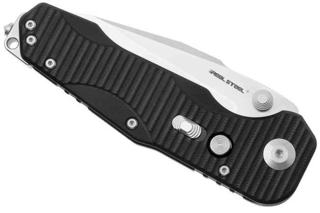 Afbeelding voor Real Steel Evolution Ironclad 7911SB, Stonewashed D2 Droppoint, Black G10, zakmes, Carson Huang design