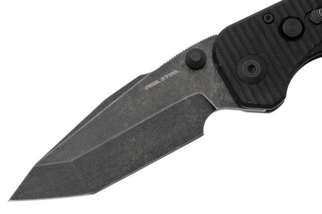 Afbeelding voor Real Steel Evolution Ironclad 7912BB, Blackwashed D2 Tanto, Black G10, zakmes, Carson Huang design