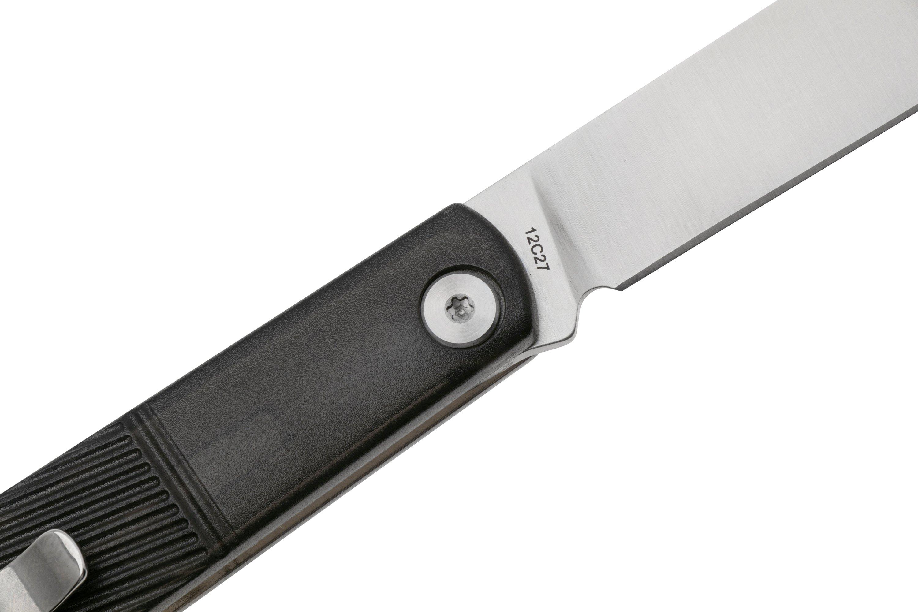 Real Steel Barlow RB1, 8041B Droppoint 12C27, Black PC, slipjoint