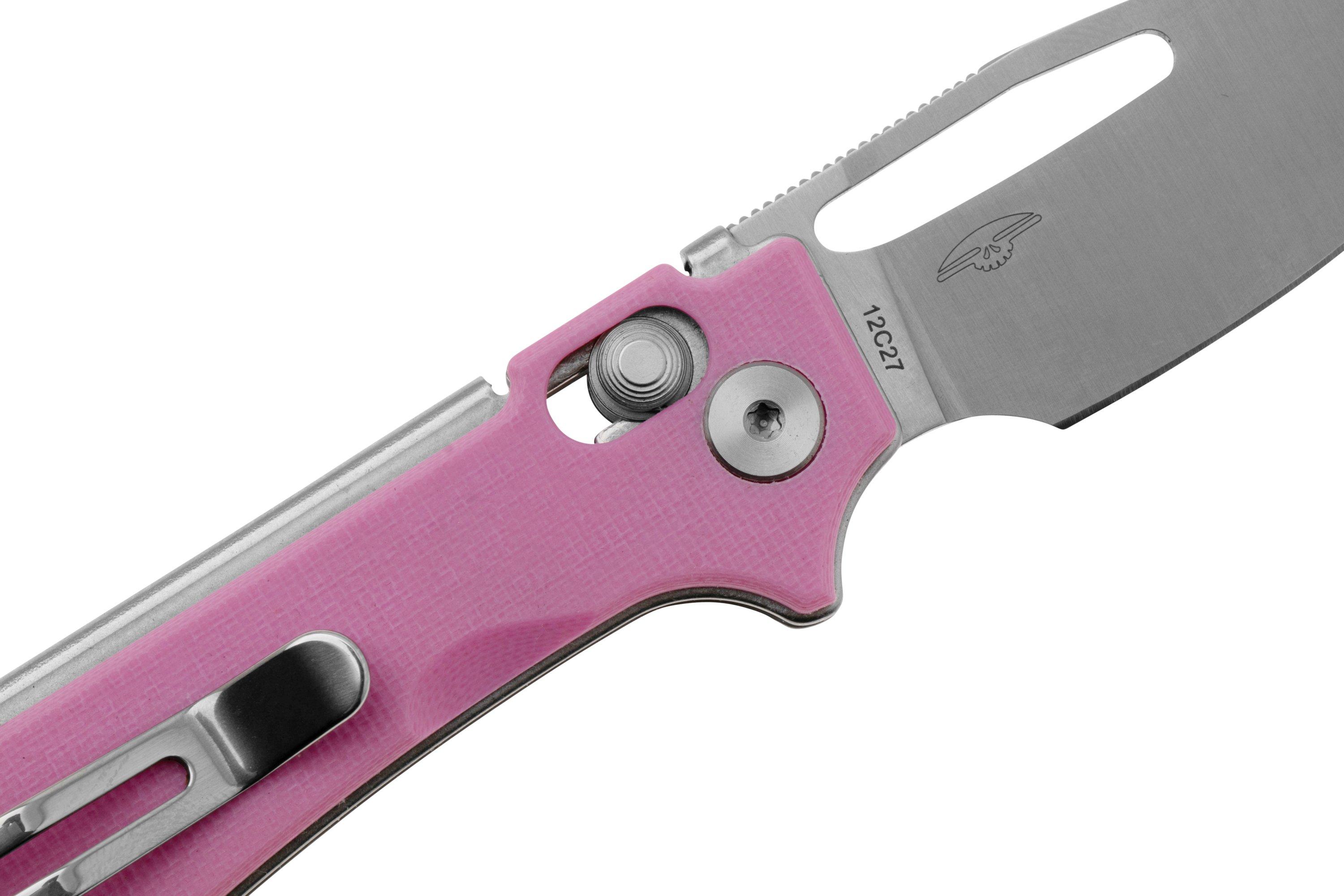 Real Steel Vis 8051PS Satin 12C27N, Pink G10, pocket knife, Jakub