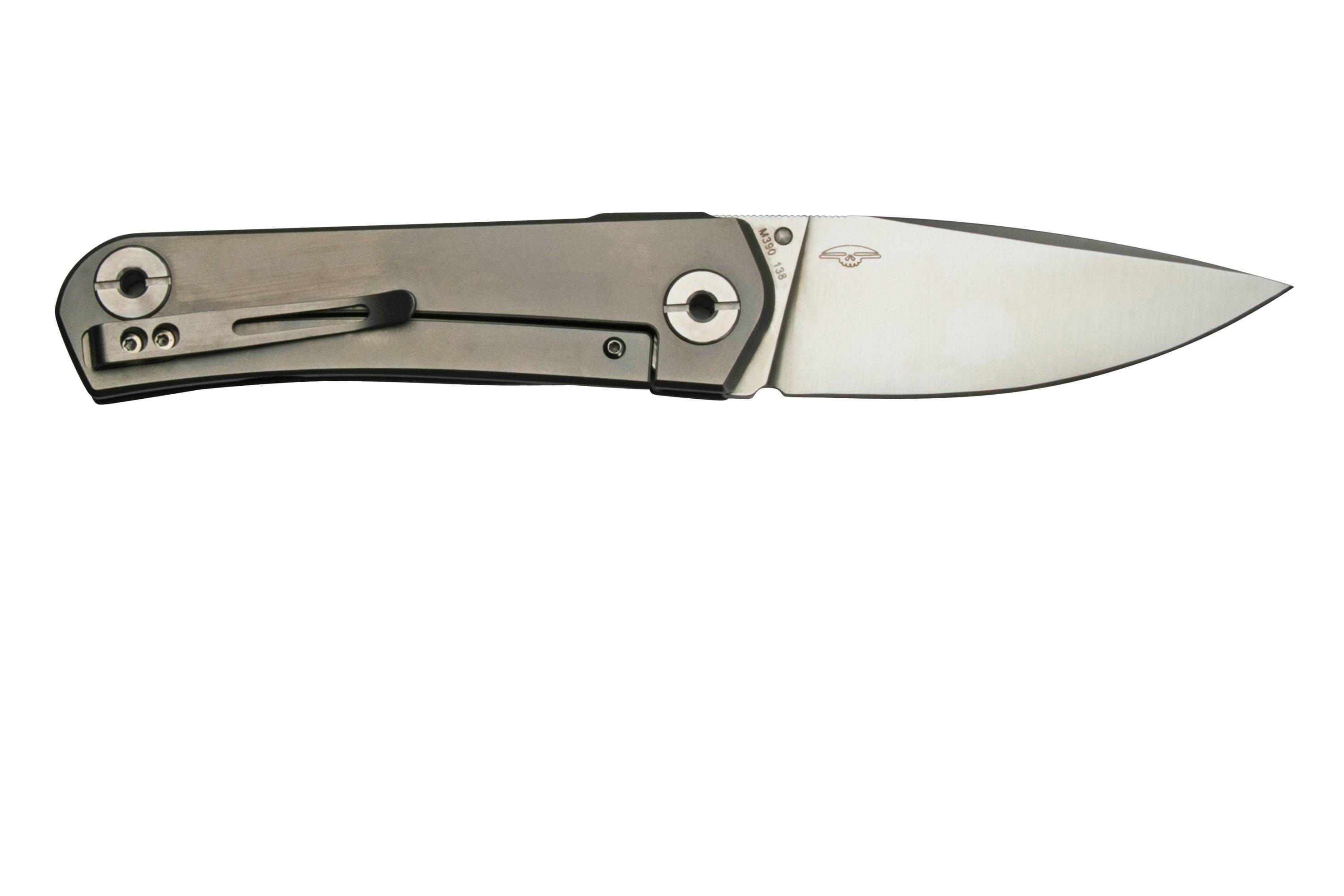 Real Steel Phasma, M390 Titanium, Thumb Stud 9225 pocket knife