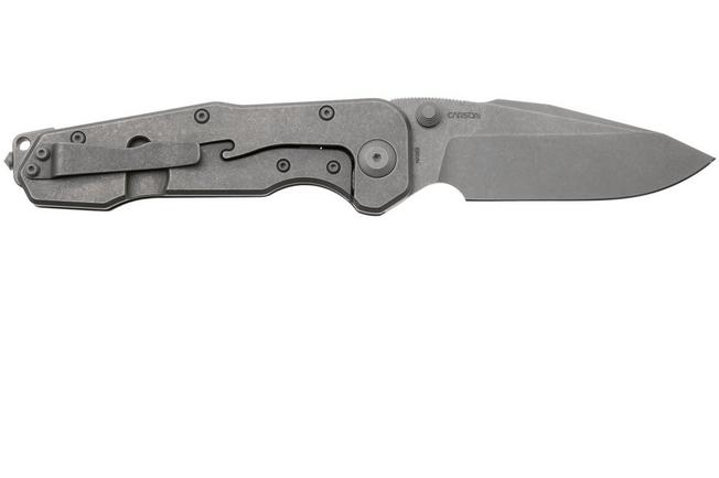 Afbeelding voor Real Steel Evolution 9911 Frame Lock & Button Unlocking Heavy Duty Tactical Knife, Stonewashed Drop Point S35VN, Titanium, zakmes