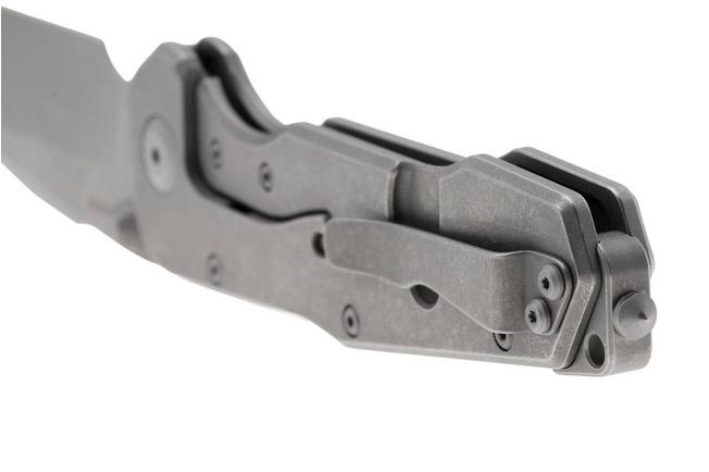 Afbeelding voor Real Steel Evolution 9911 Frame Lock & Button Unlocking Heavy Duty Tactical Knife, Stonewashed Drop Point S35VN, Titanium, zakmes