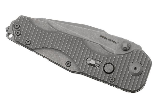 Afbeelding voor Real Steel Evolution 9911 Frame Lock & Button Unlocking Heavy Duty Tactical Knife, Stonewashed Drop Point S35VN, Titanium, zakmes