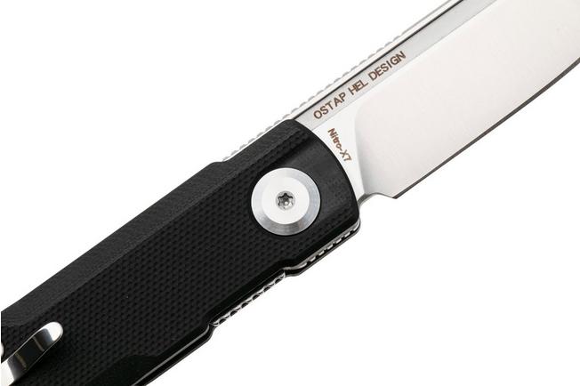 Afbeelding voor Real Steel G-Drop M7802SB Satin Nitro-X7, Black G10, zakmes, Ostap Hel design