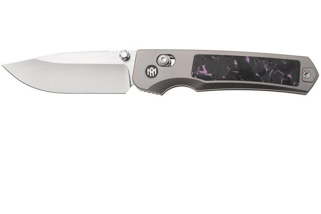 Afbeelding voor Remette RT-Aurora Crossbar Lock AURA-P Two-Tone M390, Titanium, Pink Black Carbon Fiber, zakmes