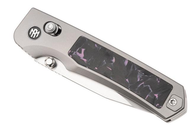 Afbeelding voor Remette RT-Aurora Crossbar Lock AURA-P Two-Tone M390, Titanium, Pink Black Carbon Fiber, zakmes