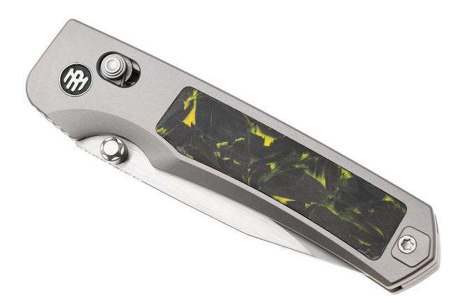 Afbeelding voor Remette RT-Aurora Crossbar Lock AURA-Y Two-Tone M390, Titanium, Black Yellow Carbon Fiber, zakmes