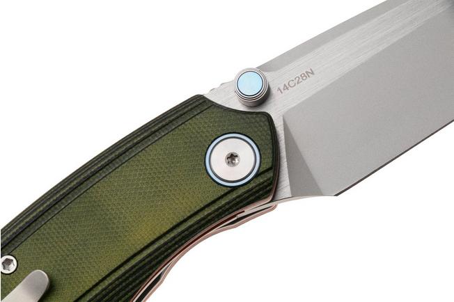 Afbeelding voor Remette Wild Species Liner Lock GC103 Satin 14C28N, Green G10, zakmes
